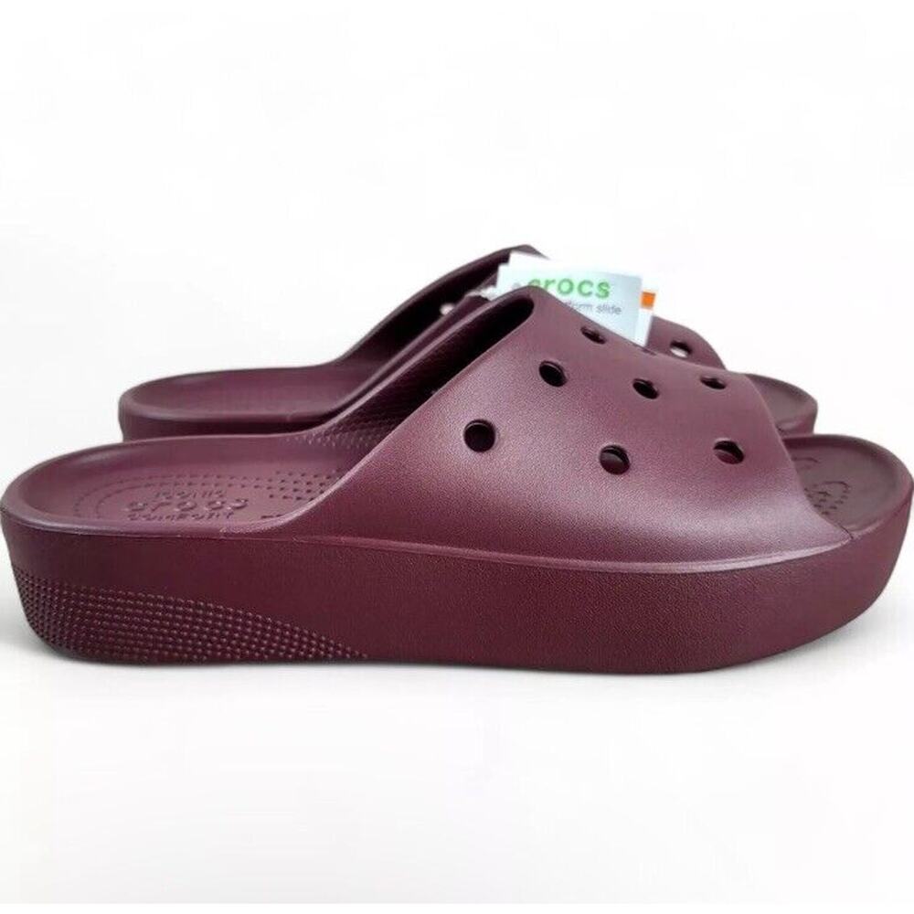 Crocs Classic Platform Sandals Women's Size 9 Dark Cherry Slides 208180-6WD
